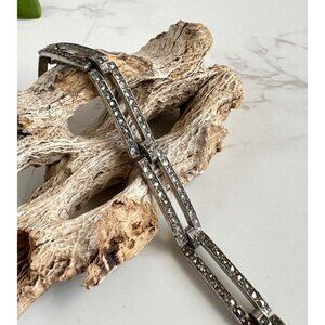Art Deco Sterling Silver & Marcasite Bracelet 6.5" Long